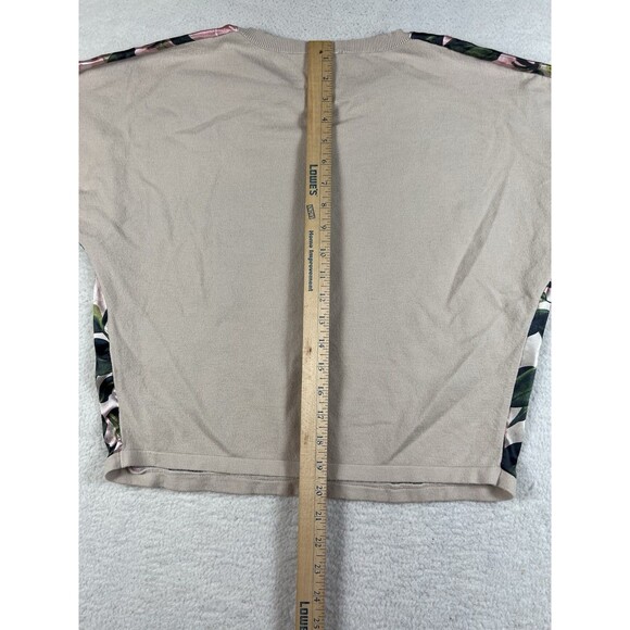 Sioni Women's Floral Palm Satin Print~ Short Sleeve Stretch Sweater Size Small * - Picture 6 of 6